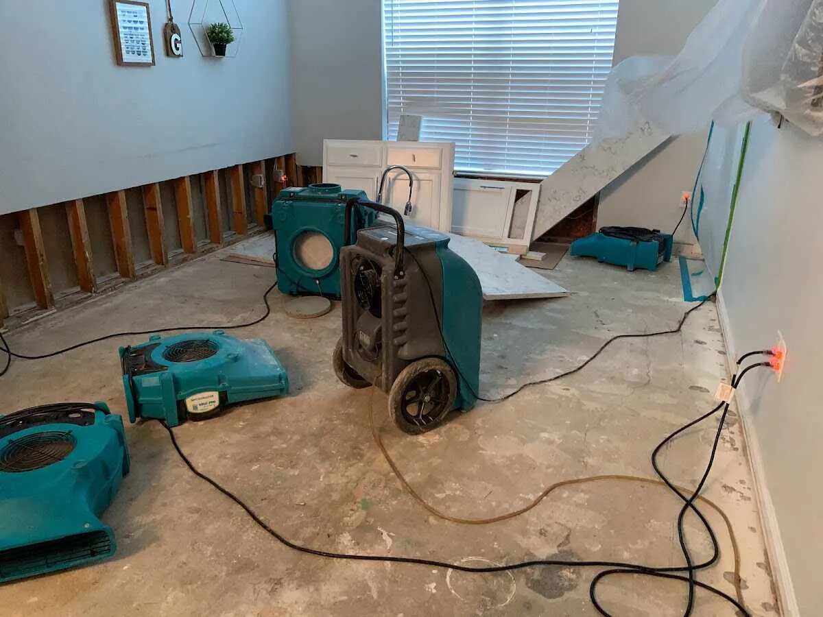 Dehumidifier in flood-cut room for Water Extraction & Removal in Kingston